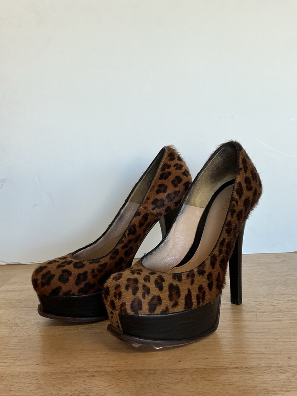 Fendi Calf Hair Leopard Print Platform Pumps